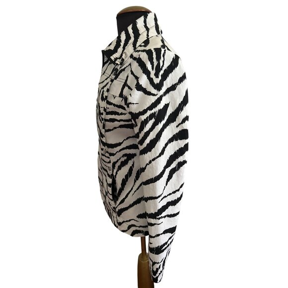 Studio Works Black & White Zebra Print Jacket With Pockets & Zipper Front - S - Picture 2 of 6